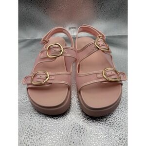 Steve Madden Pink Mesh Platform Sandals Gold Buckle Slingback Womens Size 7